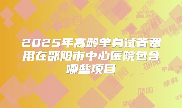 2025年高龄单身试管费用在邵阳市中心医院包含哪些项目