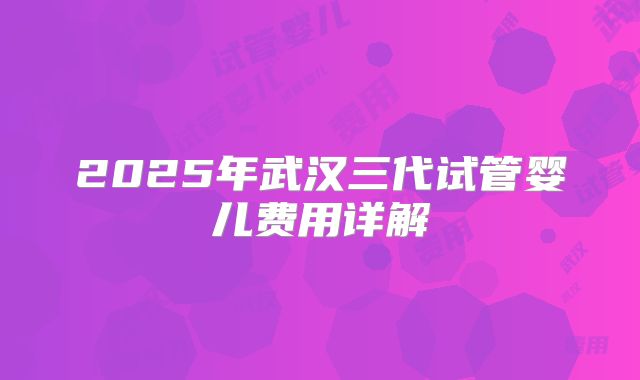2025年武汉三代试管婴儿费用详解