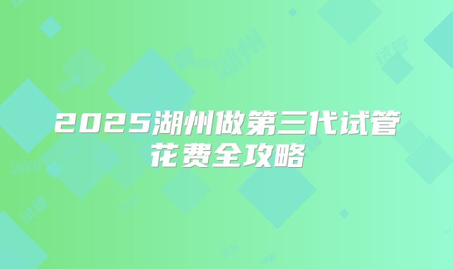 2025湖州做第三代试管花费全攻略