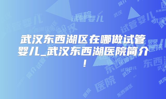 武汉东西湖区在哪做试管婴儿_武汉东西湖医院简介！