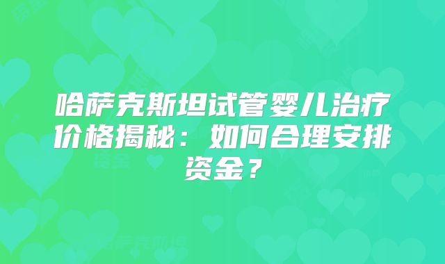 哈萨克斯坦试管婴儿治疗价格揭秘：如何合理安排资金？