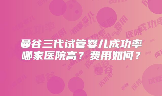 曼谷三代试管婴儿成功率哪家医院高？费用如何？