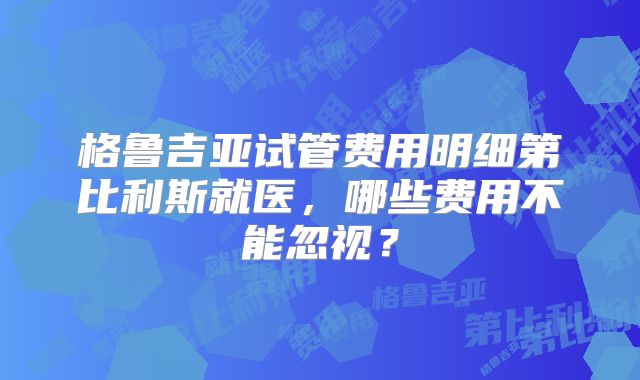 格鲁吉亚试管费用明细第比利斯就医，哪些费用不能忽视？