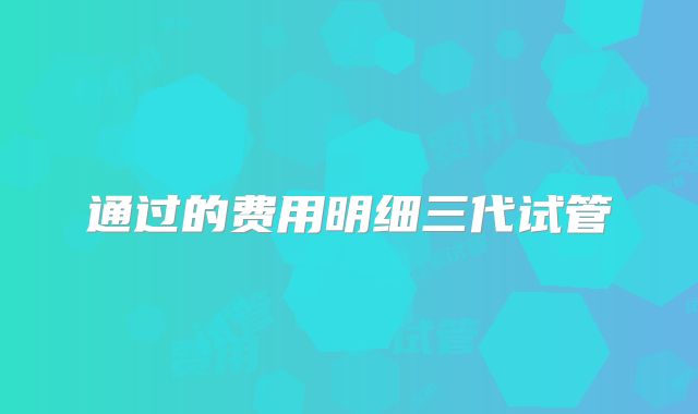 通过的费用明细三代试管