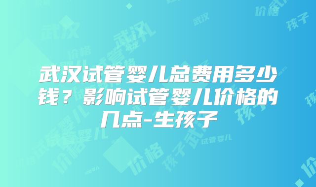 武汉试管婴儿总费用多少钱？影响试管婴儿价格的几点-生孩子