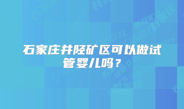 石家庄井陉矿区可以做试管婴儿吗？