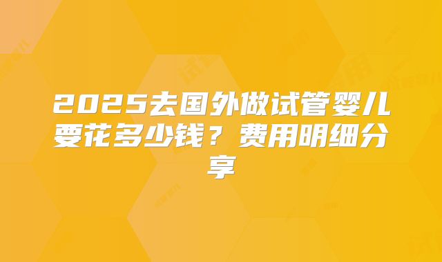 2025去国外做试管婴儿要花多少钱？费用明细分享