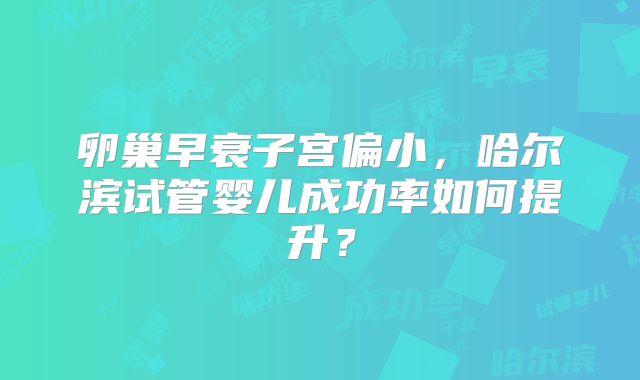 卵巢早衰子宫偏小，哈尔滨试管婴儿成功率如何提升？