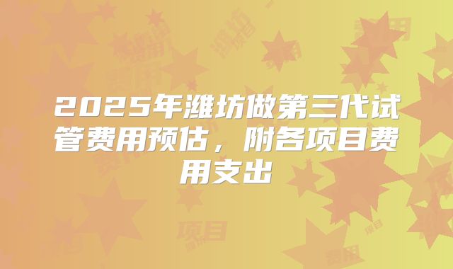 2025年潍坊做第三代试管费用预估，附各项目费用支出