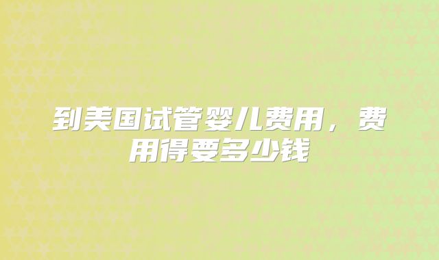 到美国试管婴儿费用，费用得要多少钱
