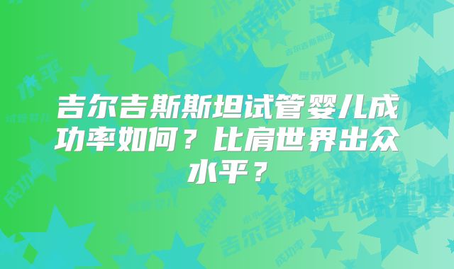 吉尔吉斯斯坦试管婴儿成功率如何？比肩世界出众水平？
