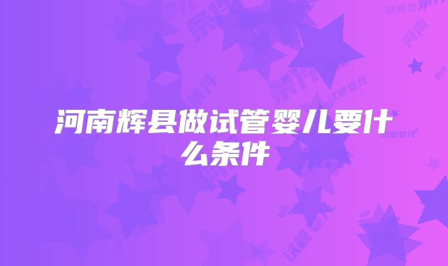 河南辉县做试管婴儿要什么条件