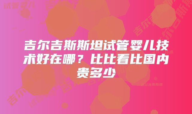 吉尔吉斯斯坦试管婴儿技术好在哪？比比看比国内贵多少