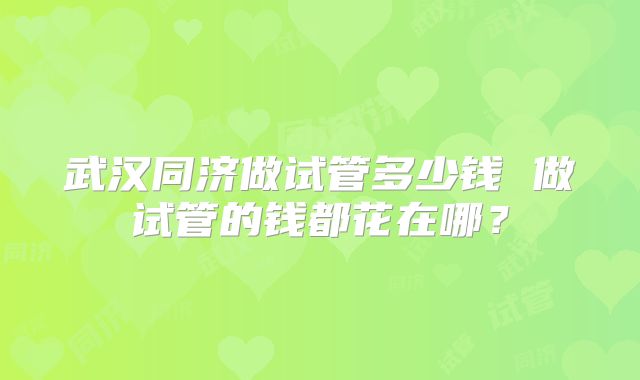 武汉同济做试管多少钱 做试管的钱都花在哪？