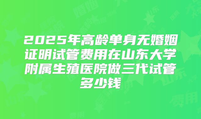 2025年高龄单身无婚姻证明试管费用在山东大学附属生殖医院做三代试管多少钱