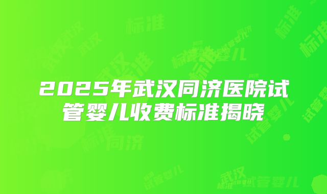 2025年武汉同济医院试管婴儿收费标准揭晓