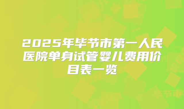 2025年毕节市第一人民医院单身试管婴儿费用价目表一览