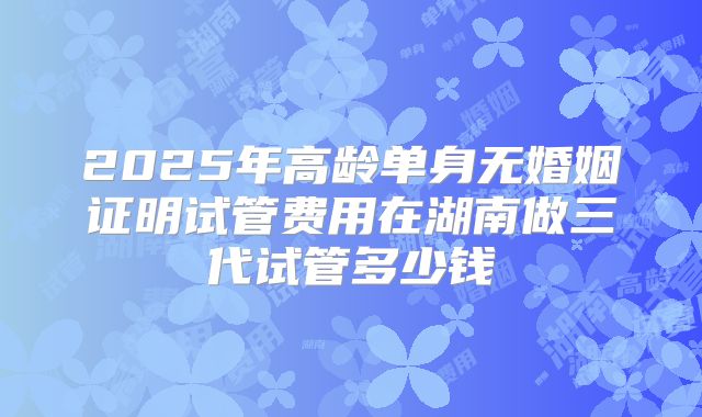 2025年高龄单身无婚姻证明试管费用在湖南做三代试管多少钱