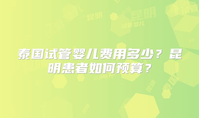 泰国试管婴儿费用多少？昆明患者如何预算？