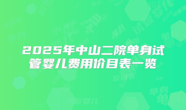 2025年中山二院单身试管婴儿费用价目表一览