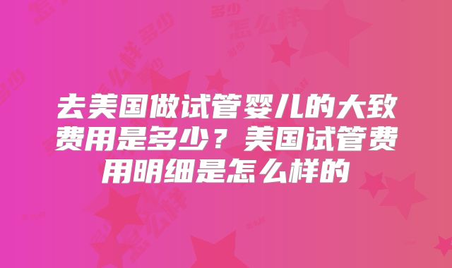 去美国做试管婴儿的大致费用是多少?美国试管费用明细是怎么样的