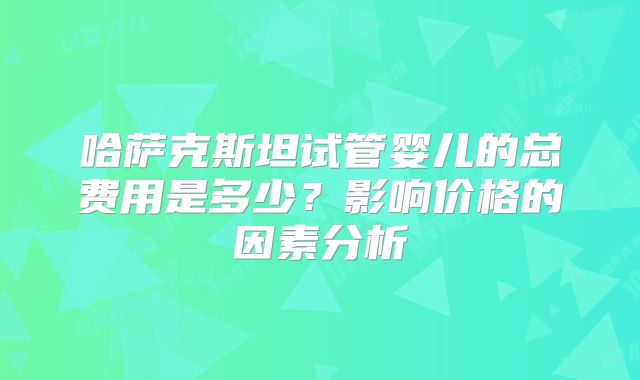 哈萨克斯坦试管婴儿的总费用是多少？影响价格的因素分析