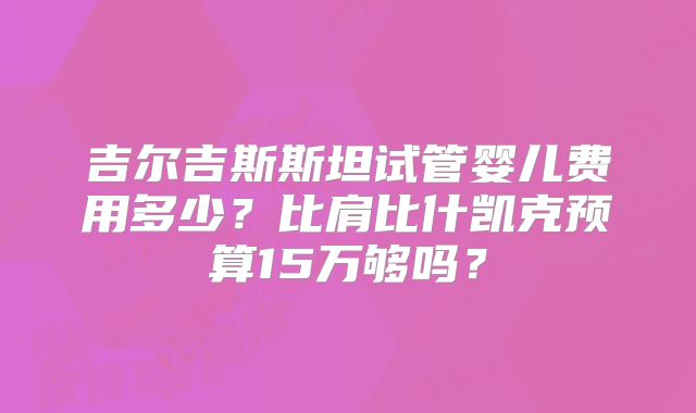 吉尔吉斯斯坦试管婴儿费用多少？比肩比什凯克预算15万够吗？