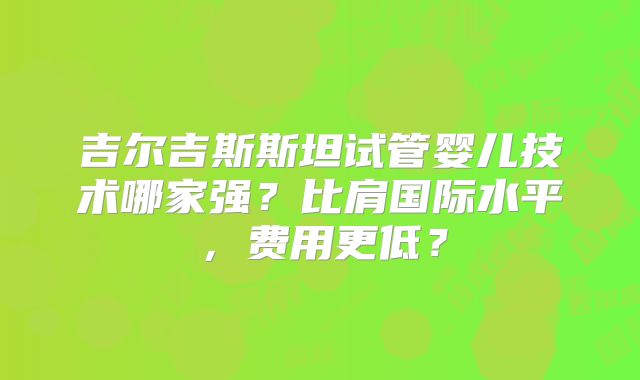 吉尔吉斯斯坦试管婴儿技术哪家强？比肩国际水平，费用更低？