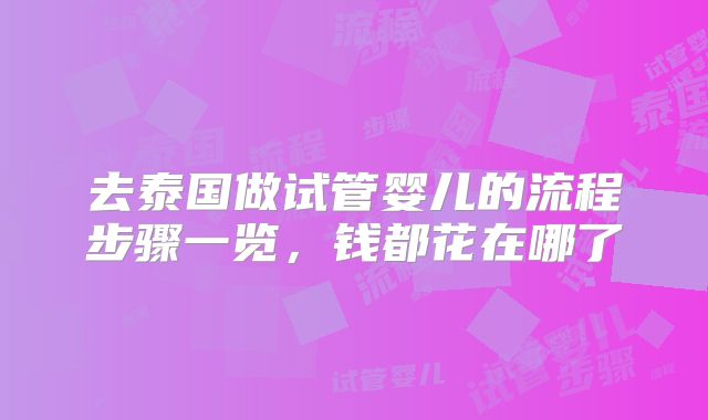 去泰国做试管婴儿的流程步骤一览，钱都花在哪了