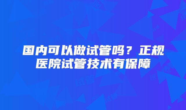 国内可以做试管吗？正规医院试管技术有保障