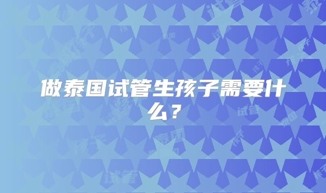 做泰国试管生孩子需要什么？