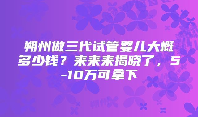 朔州做三代试管婴儿大概多少钱？来来来揭晓了，5-10万可拿下