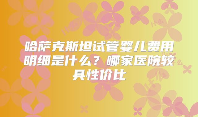 哈萨克斯坦试管婴儿费用明细是什么？哪家医院较具性价比