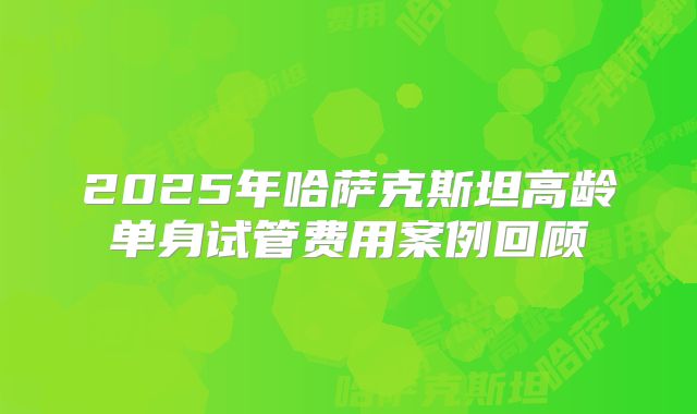 2025年哈萨克斯坦高龄单身试管费用案例回顾
