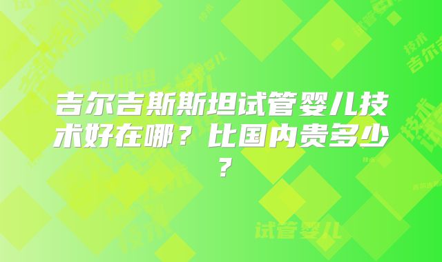 吉尔吉斯斯坦试管婴儿技术好在哪？比国内贵多少？