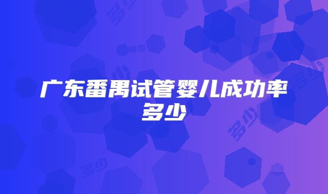 广东番禺试管婴儿成功率多少