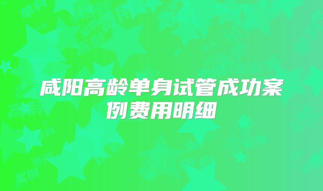 咸阳高龄单身试管成功案例费用明细