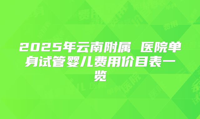 2025年云南附属 医院单身试管婴儿费用价目表一览