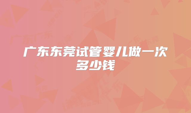 广东东莞试管婴儿做一次多少钱