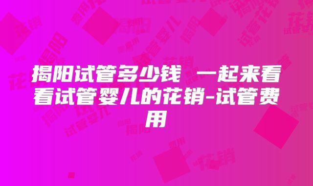 揭阳试管多少钱 一起来看看试管婴儿的花销-试管费用