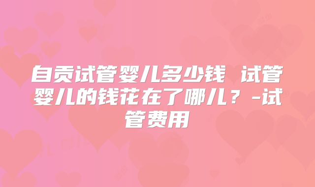 自贡试管婴儿多少钱 试管婴儿的钱花在了哪儿？-试管费用