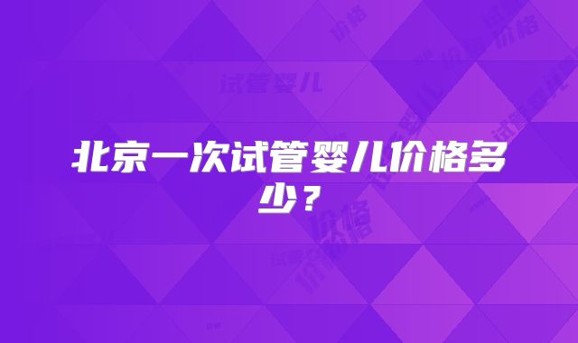北京一次试管婴儿价格多少？