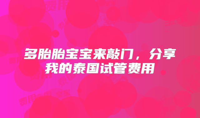 多胎胎宝宝来敲门，分享我的泰国试管费用