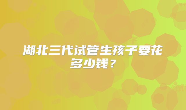 湖北三代试管生孩子要花多少钱？