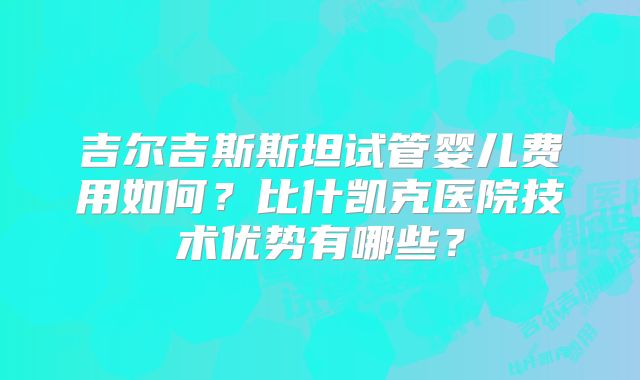 吉尔吉斯斯坦试管婴儿费用如何？比什凯克医院技术优势有哪些？
