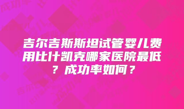 吉尔吉斯斯坦试管婴儿费用比什凯克哪家医院最低？成功率如何？
