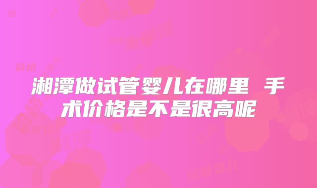 湘潭做试管婴儿在哪里 手术价格是不是很高呢