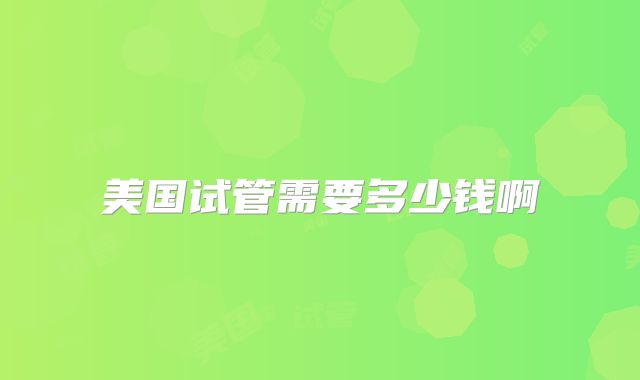 美国试管需要多少钱啊