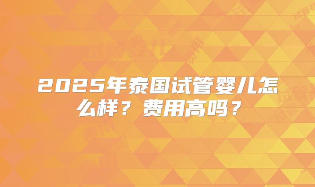 2025年泰国试管婴儿怎么样？费用高吗？