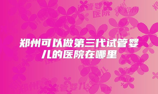 郑州可以做第三代试管婴儿的医院在哪里